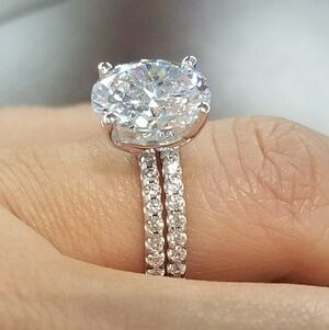 3ct 14k White Gold Engagement Ring & Wedding Band
